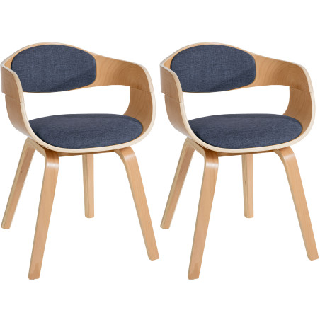 Lot de 2 chaises Kingston, tissu naturel/bleu