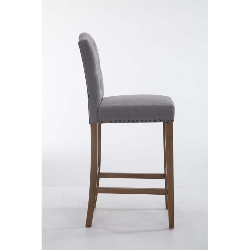 Tabouret de bar Louise en tissu antique clair gris clair