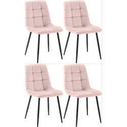 Ensemble de 4 chaises de salle à manger Antibes roses