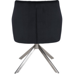 Chaise de salle à manger Swing en velours et acier inoxydable noir