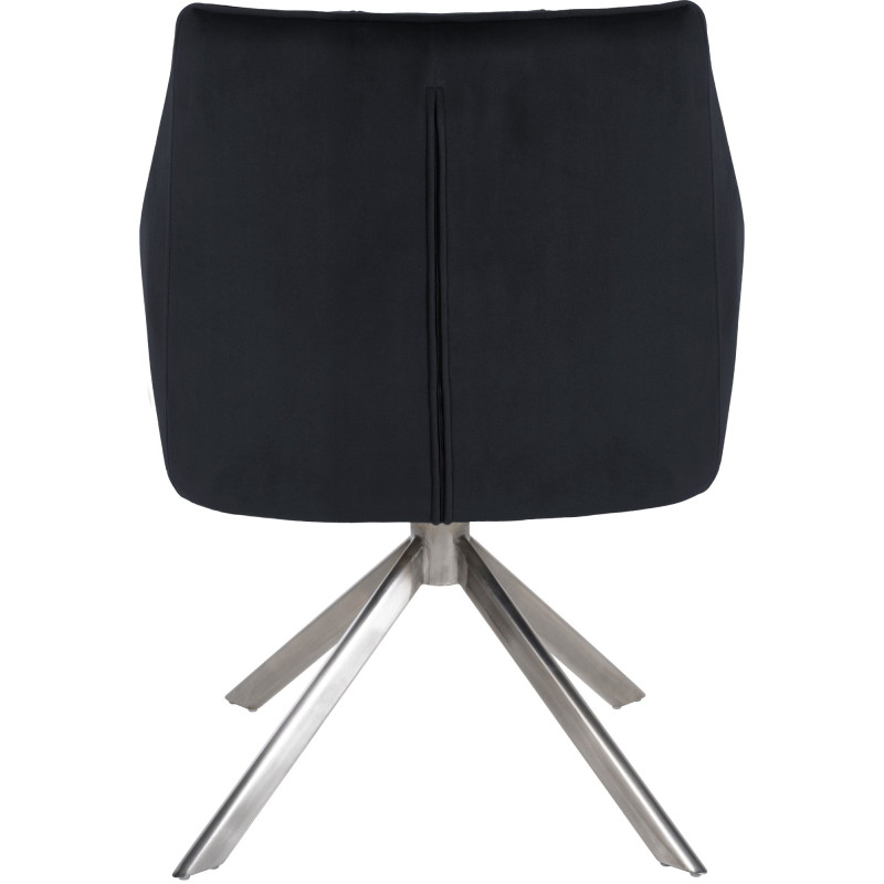 Chaise de salle à manger Swing en velours et acier inoxydable noir
