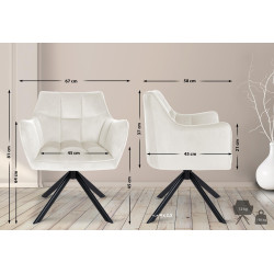 Chaise de salle à manger Swing en velours noir crème