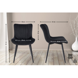 Fauteuil Largo, velours, noir
