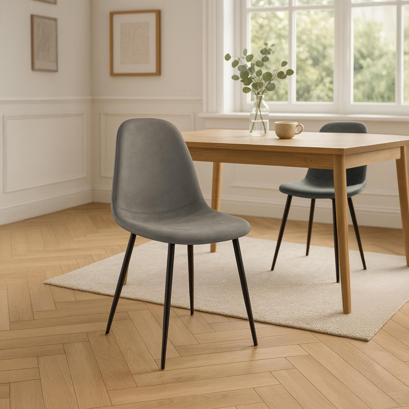 Chaise de salle à manger Napier Vintage en similicuir gris foncé