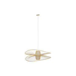 Suspension DKD Home Decor Blanc Naturel Bambou 50 W 100 x 100 x 32 cm