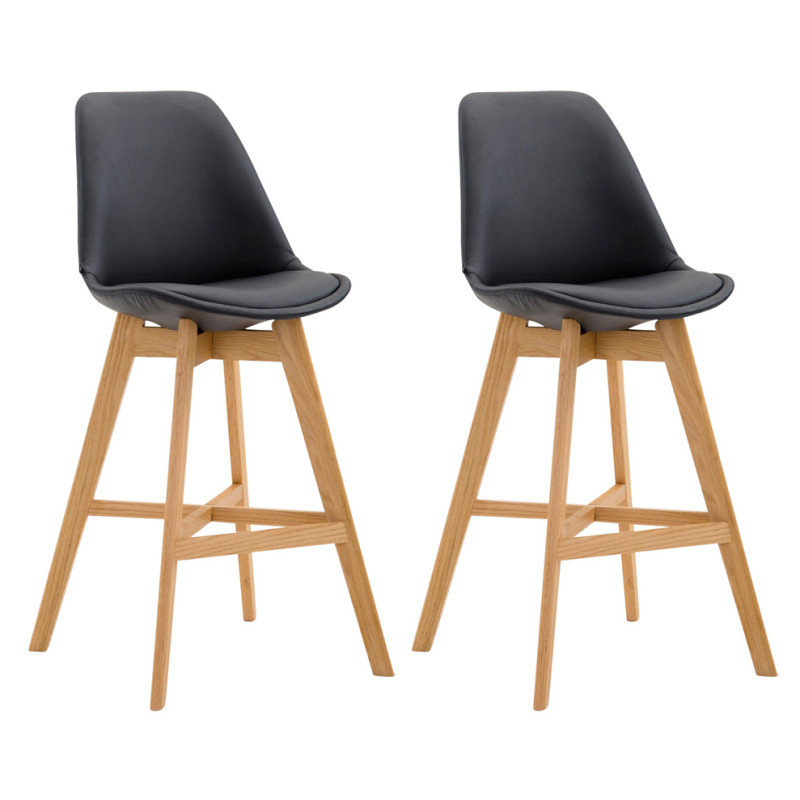 Set di 2 sgabelli da bar Cannes in similpelle Natura nera