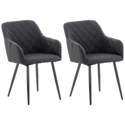 Lot de 2 chaises de salle à manger Shila en tissu noir