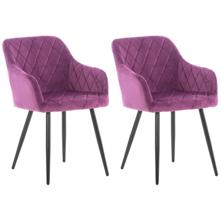 Ensemble de 2 chaises de salle à manger Shila en velours violet