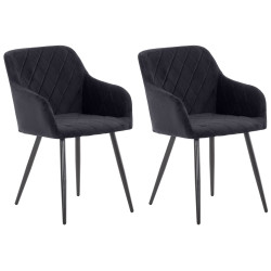 Lot de 2 chaises de salle à manger Shila en velours noir