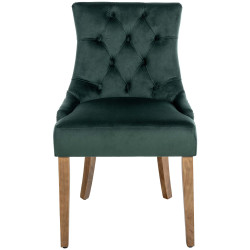 Chaise de salle à manger Aberdeen, velours, vert clair antique, vert foncé