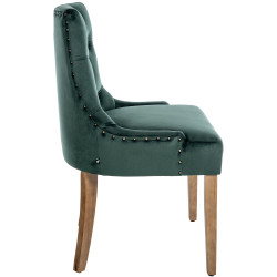 Chaise de salle à manger Aberdeen, velours, vert clair antique, vert foncé