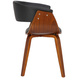 Chaise Bruce, similicuir, noyer noir