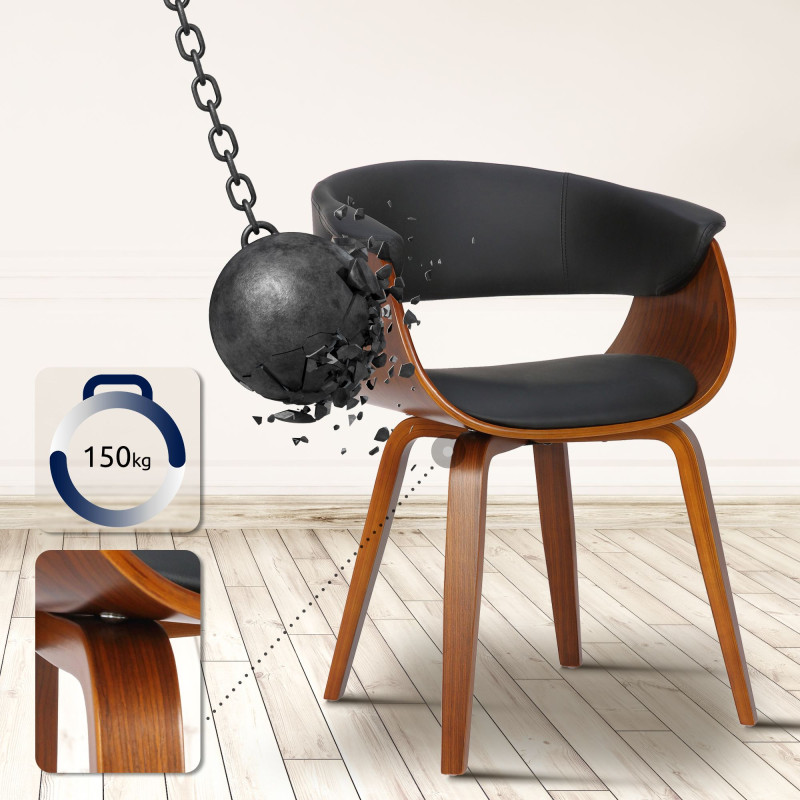 Chaise Bruce, similicuir, noyer noir