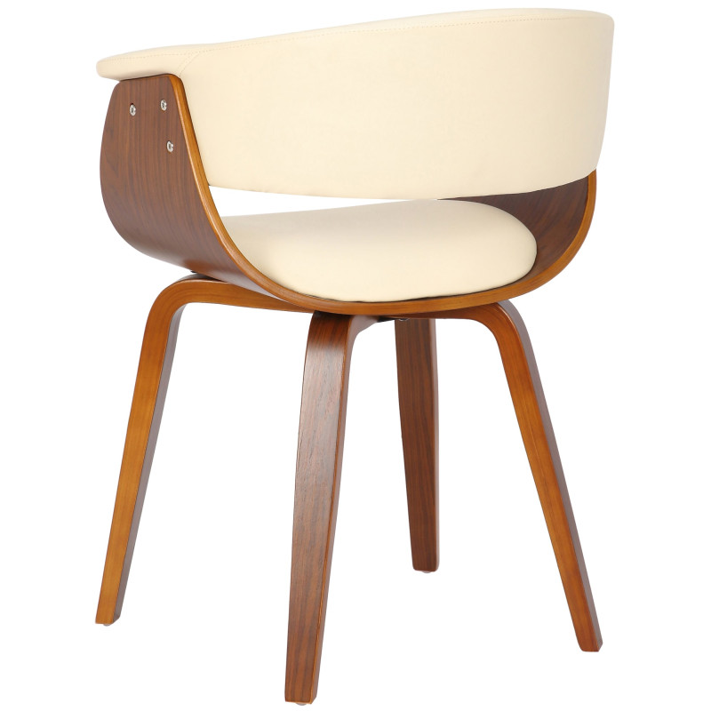 Chaise Bruce, simili cuir, noyer crème