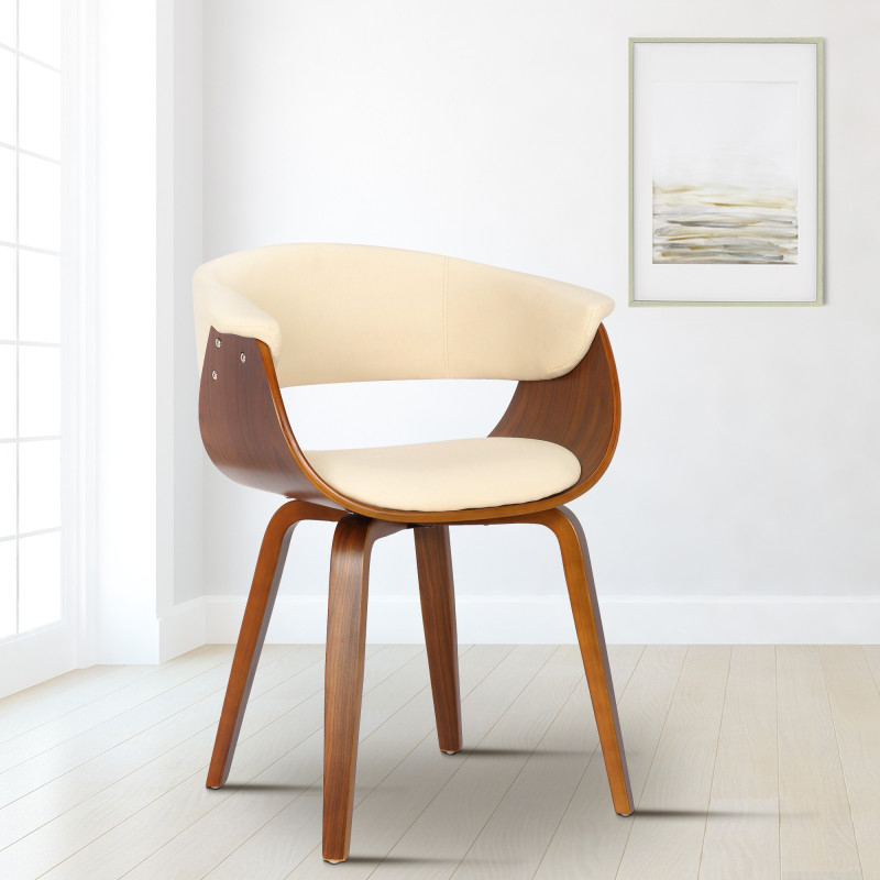 Chaise Bruce, simili cuir, noyer crème