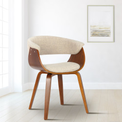 Fauteuil Bruce, tissu noyer et crème