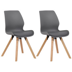Lot de 2 chaises en plastique Luna, grises