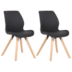 Ensemble de 2 chaises Luna en similicuir noir