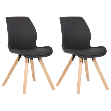 Ensemble de 2 chaises Luna en similicuir noir