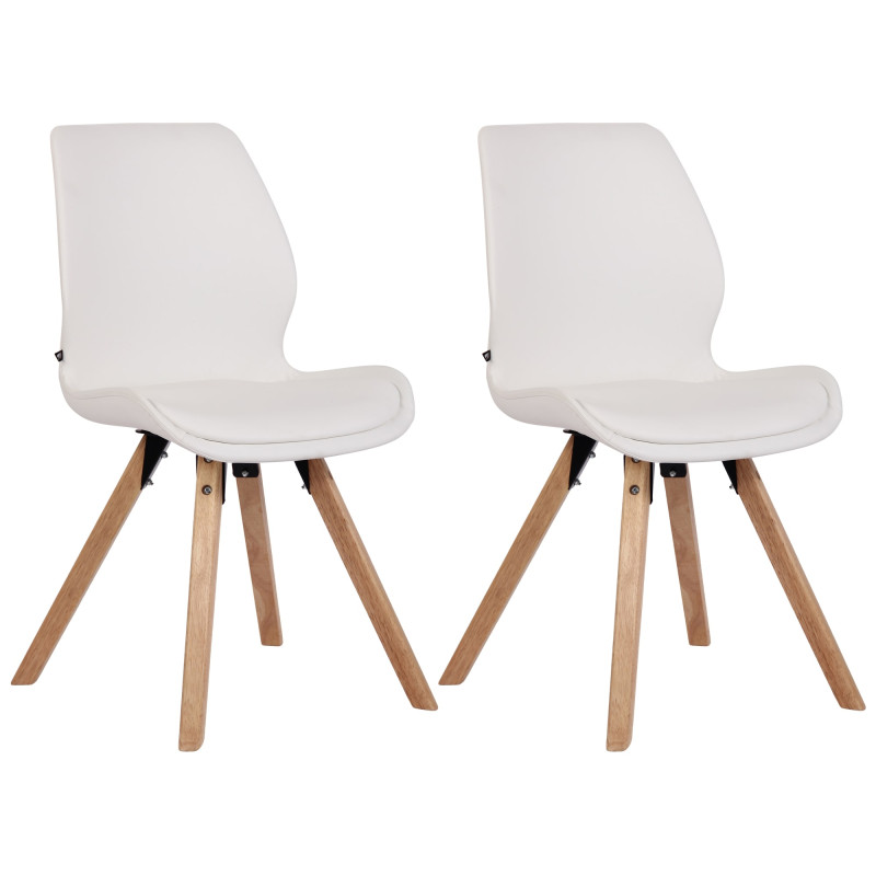 Lot de 2 chaises Luna, simili cuir blanc