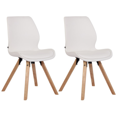Lot de 2 chaises Luna, simili cuir blanc
