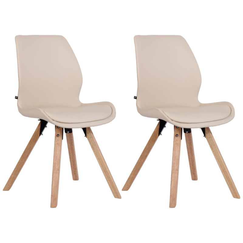 Lot de 2 chaises Luna, simili cuir crème