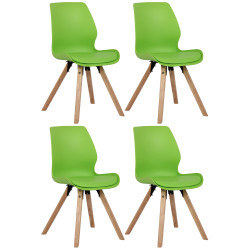 Lot de 4 chaises en plastique Luna en vert