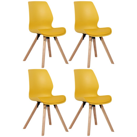 Lot de 4 chaises en plastique Luna, jaune