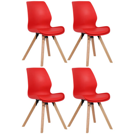 Ensemble de 4 chaises Luna, en plastique, rouges