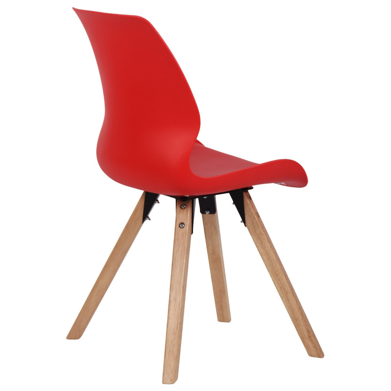 Lot de 4 chaises en plastique Luna, rouge
