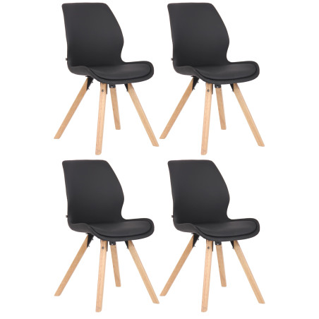 Ensemble de 4 chaises Luna en similicuir noir
