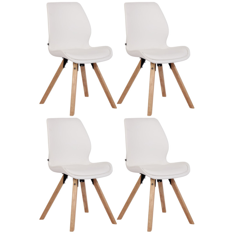 Lot de 4 chaises Luna, simili cuir blanc