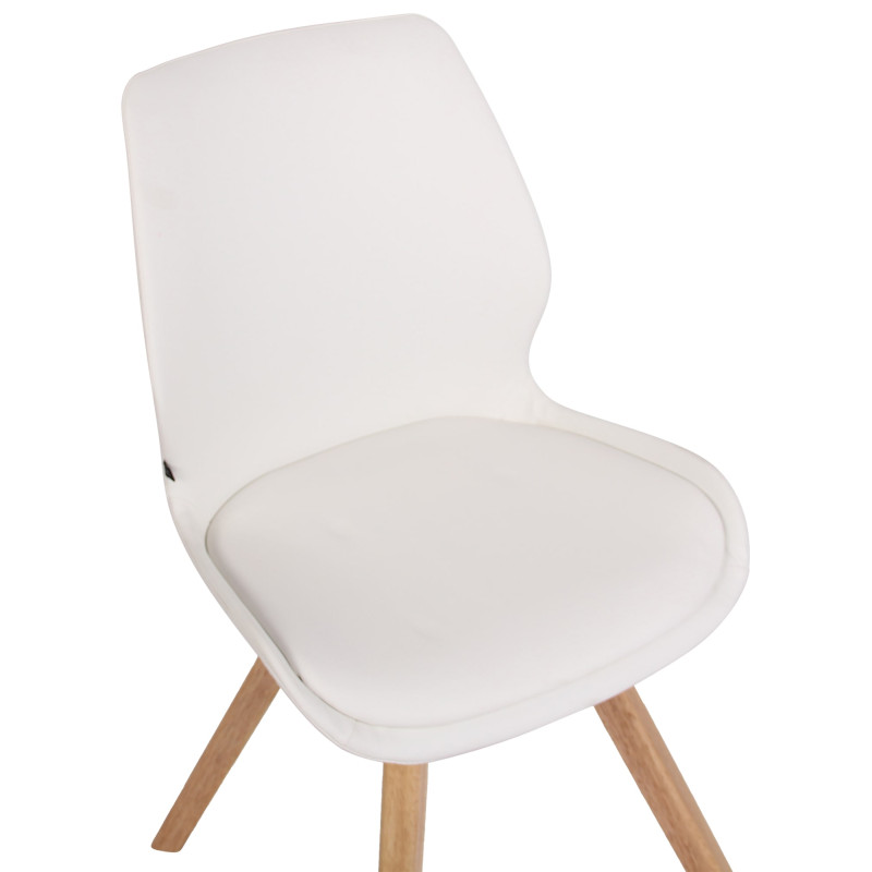 Lot de 4 chaises Luna, simili cuir blanc