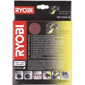 Disques pour ponceuse excentrique RYOBI - Lot de 10 - Diametre 125mm - Grain 100/120/240/320