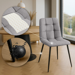 Chaise de salle à manger Antibes en tissu gris clair