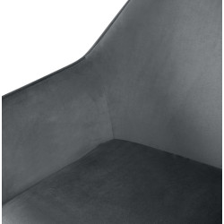Chaise de salle à manger Vessa en velours gris foncé