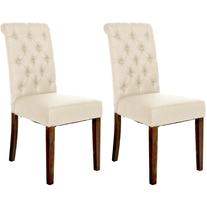 Lot de 2 chaises de salle à manger en tissu Lisburn crème
