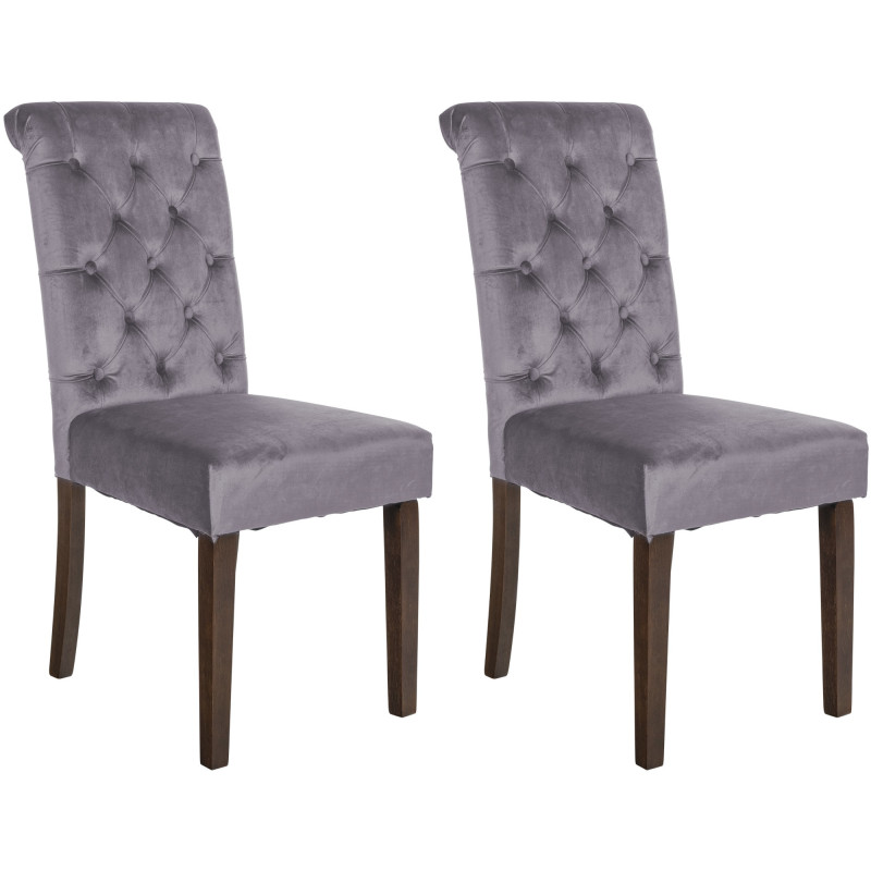 Lot de 2 chaises de salle à manger Lisburn en velours gris foncé