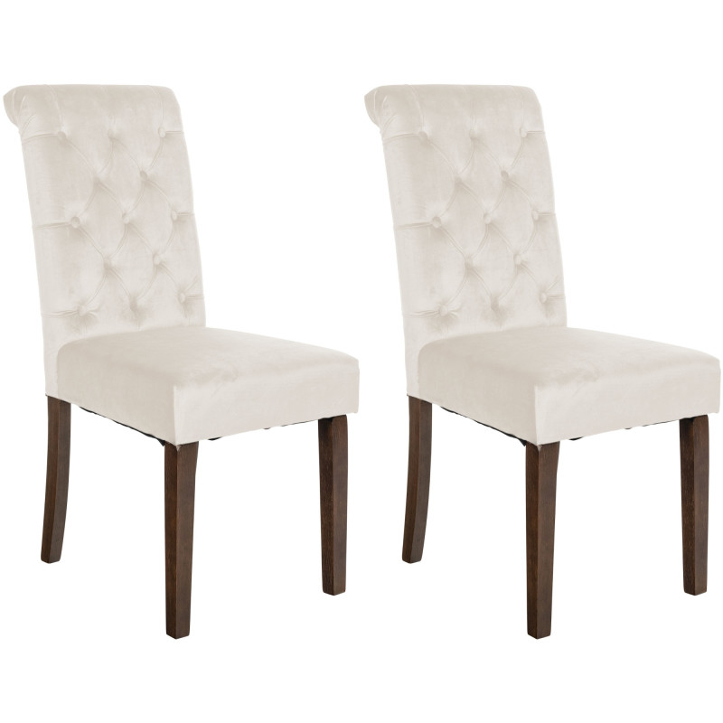 Lot de 2 chaises de salle à manger Lisburn en velours crème