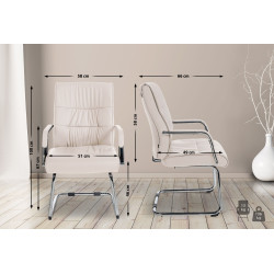 Lot de 2 chaises visiteurs Sievert crème