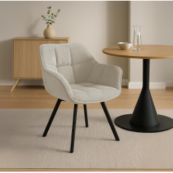 Chaise de salle à manger Jordi Cord crème