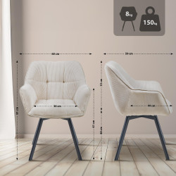 Chaise de salle à manger Jordi Cord crème