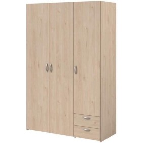 Armoire VARIA - Décor chene et blanc - 3 portes - 2 tiroirs - 120,3 x 185 x 51,3