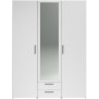 Armoire VARIA - Décor blanc - 3 portes  + 2 tiroirs + miroir - L 150 x H 200 x 51 cm