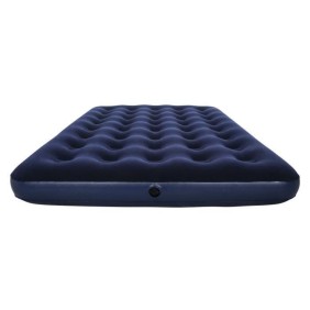 BESTWAY Matelas gonflable floqué Horizon Double + Pompe électrique Sidewinder + Sac – 2 places – Bleu