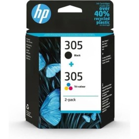 HP 305 Pack de 2 Cartouches d'Encre Noire et Trois Couleurs Authentiques (6ZD17AE)