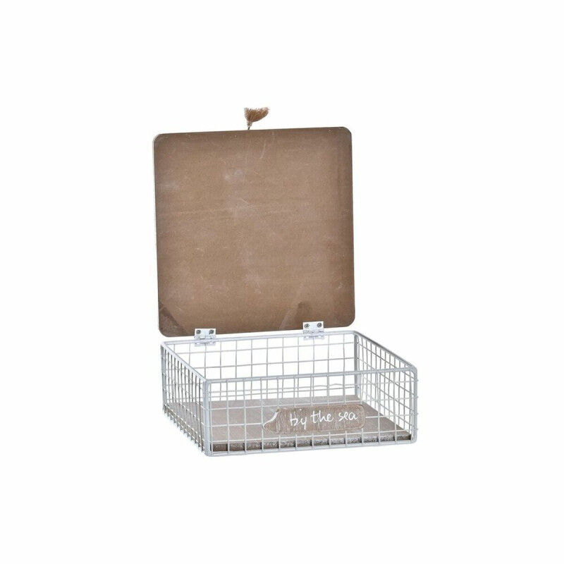 Boîte Décorative DKD Home Decor Blanc Marron Bois Métal Spirales méditerranéen