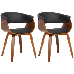 Lot de 2 chaises Bruce, simili cuir, noyer noir