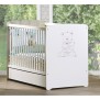 Lit bébé - 120 x 60 cm - Babyprice Teddy - Sérigraphié ours - En bois blanc