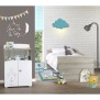 Lit combiné - 120x60cm - Evolutif en 90x190cm - Babyprice Teddy - En bois - Blanc - Sérigraphie ours